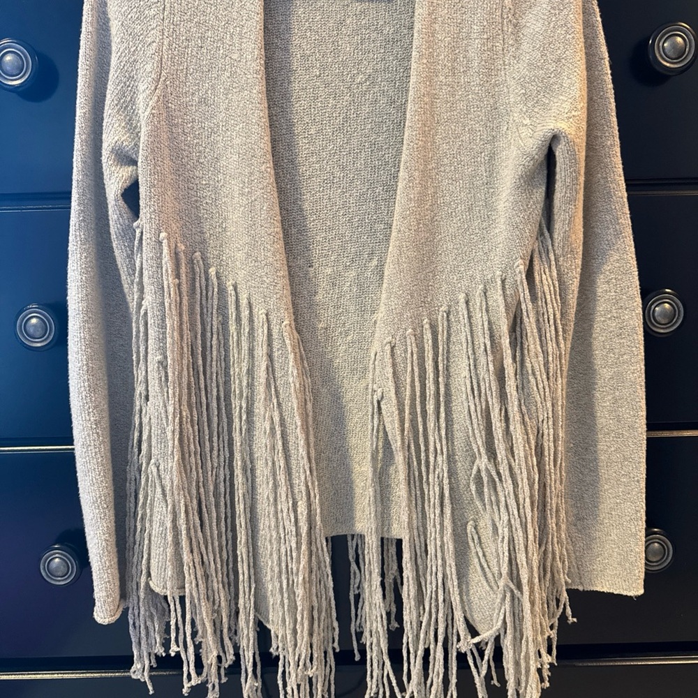 Billabong Fringe Open-Front Sweater - Cream Sz L